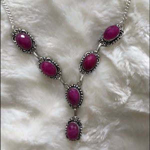 Necklace silver and authentic stone brand new 20 inches unique colour